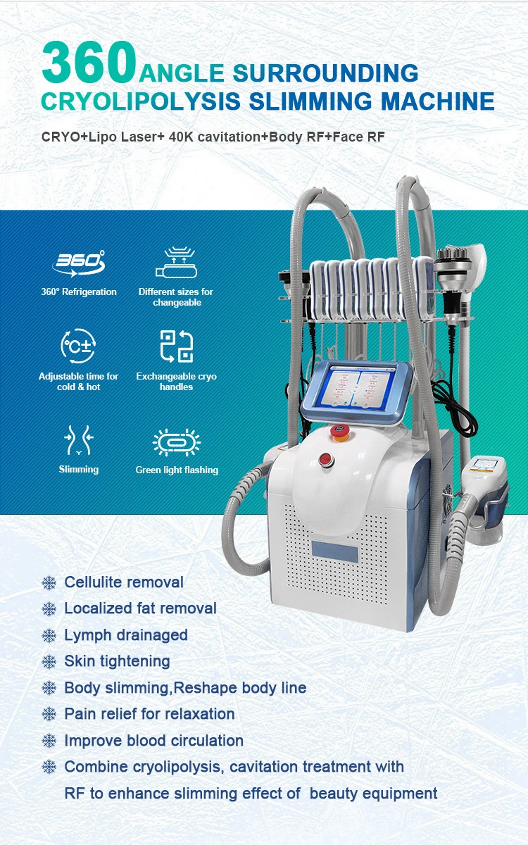 Multifunctional Beauty Equipment Cryolipolysis Fat Loss Machine with Cavitation Radio Frequency Lipolaser