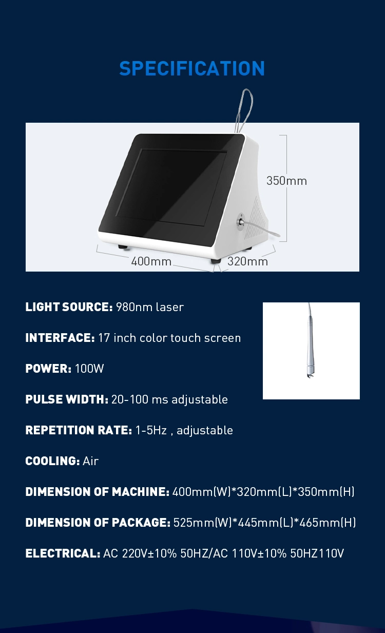 980nm Diode Laser Vascular and Spider Vein Removal