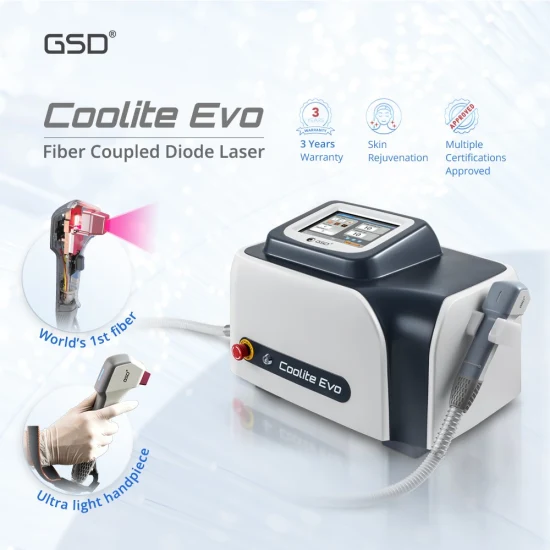 GSD Coolite Evo Permanente indolore 808nm 810nm Diodo Laser Macchina per la depilazione Dispositivo per salone di bellezza Diodo Fibra accoppiata Laser Depilatorio Alessandrite